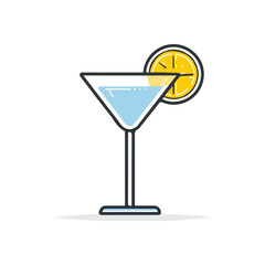 A_Simple_flat_2D_icon_of_a_cocktail_glass_isolated_on_a_white, simple illustration with EPS format design, simple flat 2D icon, minimalist design, clipart