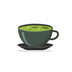A_Simple_flat_2D_icon_of_a_cup_of_matcha_tea_isolated_o_white background, simple illustration with EPS format design, simple flat 2D icon, minimalist design, clipart
