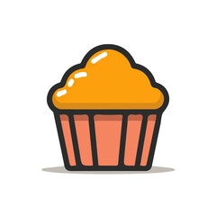 A_Simple_flat_2D_icon_of_a_cupcake_isolated_on_a_white background, simple illustration with EPS format design, simple flat 2D icon, minimalist design, clipart