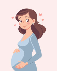 Cute pregnant woman with her hands on her belly. Pregnant woman holding her belly