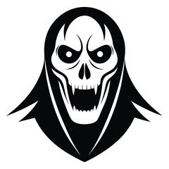 horror mask black and white silhouette on white background