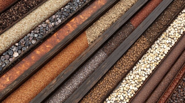 An arranged collection of various spices and herbs