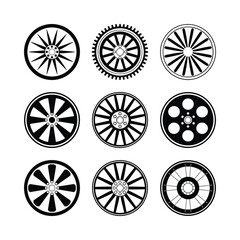 Collection of nine stylized circular geometric designs