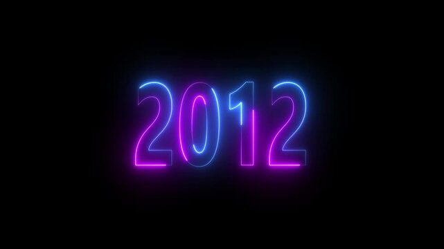 Neon glowing numbers 2012 in blue and pink against a black background year new year