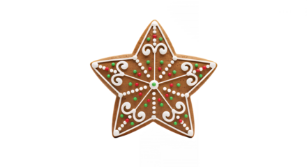 Decorated gingerbread star cookie for christmas on a dark 75 on transparent background