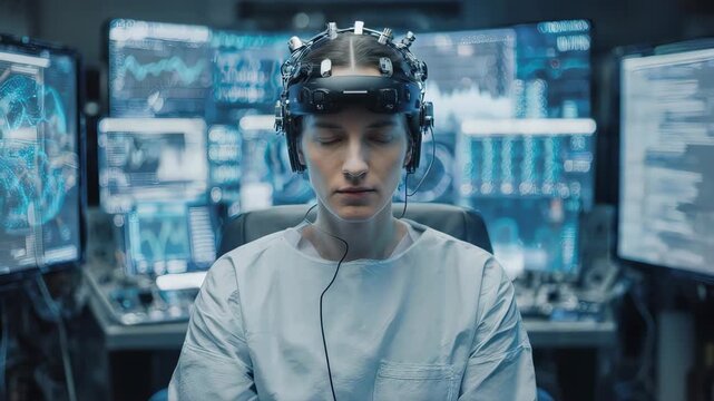 Brainwave Analysis: Patient Undergoing Neurological Examination in Lab