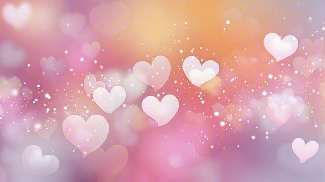pink cute valentine day heart animated background. Wedding anniversary, love background. Bokeh, particle, shimmer, sparkle, with heart.. Love heart greeting video. Mother's day