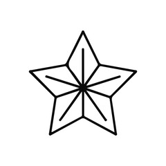 Obraz premium A minimalist black line art illustration of a five-pointed star, a simple geometric icon for festive decoration, awards, or holiday gift concepts