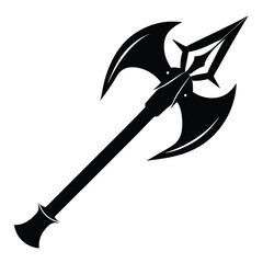 halberd black and white silhouette on white background
