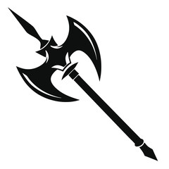 halberd black and white silhouette on white background