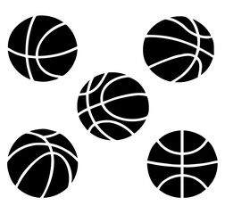 Obraz premium basketball silhouettes set icon. Set of basketball balls isolated on white background.