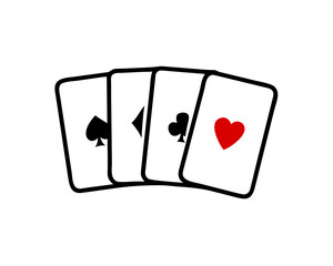 Vector set of icons for playing cards. Vector illustration symbols isolated on white background