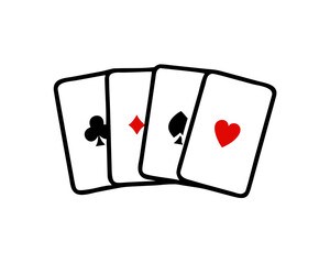 Vector set of icons for playing cards. Vector illustration symbols isolated on white background