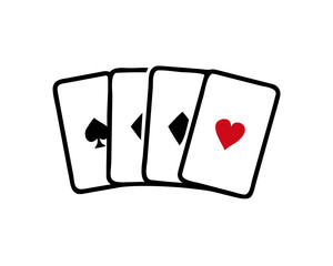 Vector set of icons for playing cards. Vector illustration symbols isolated on white background