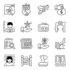 Set of Law and Equity linear Icons 