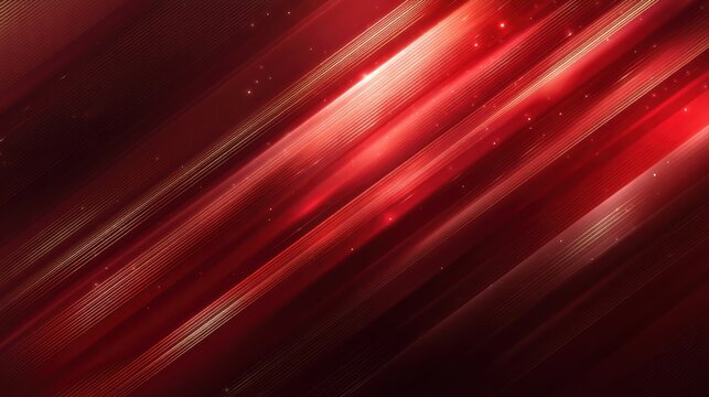 Abstract red background with shimmering lines and floating particles. Modern design for celebration, Christmas, Valentines Day or formal event decoration.