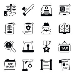 Set of Law Solid   Icons 