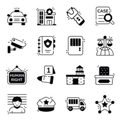 Set of Law and Justice Solid Icons 