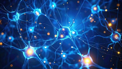 A vibrant illustration of interconnected neurons, showcasing intricate details and glowing connections in a blue-toned digital representation of the nervous system.
