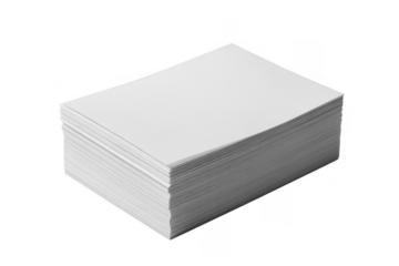 Stack of blank white paper cards isolated on a transparent background