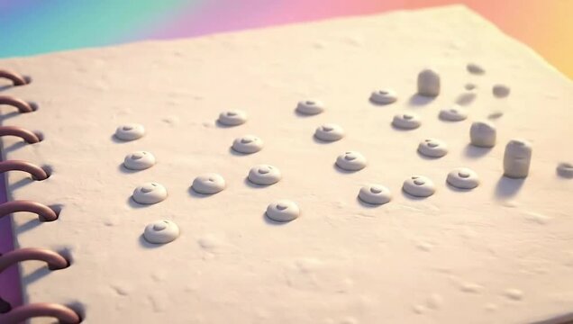 Animated Braille Dots Forming Word on Notebook Accessibility Theme