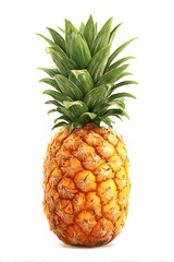 A vibrant and textured pineapple stands out with its spiky crown and rough, golden exterior.