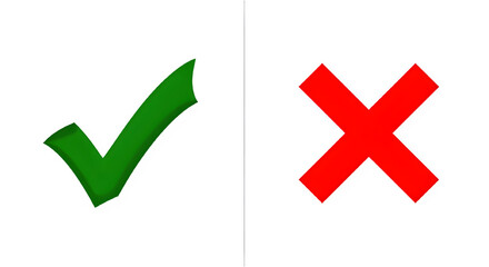 Checkmark / Cross isolated on PNG background.