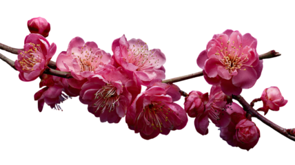 Delicate pink blossom branch isolated on clean white background perfect for spring, floral design, and nature-themed creative visuals
