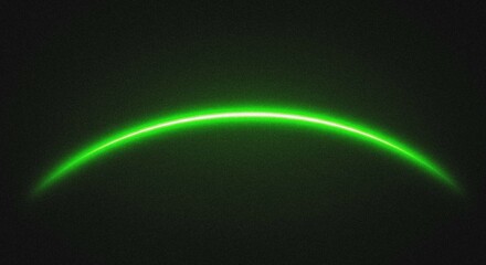 Luminous neon green arc creating a futuristic abstract light effect with a subtle grainy gradient texture on a dark background, embodying energy and digital aesthetics