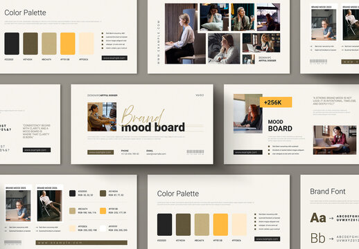 Brand Mood Board Template Layout for Visual Identity Design