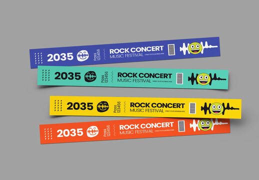 Colorful Concert Wristband Ticket Template