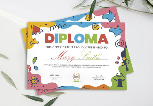 Colorful Diploma Certificate Template Design