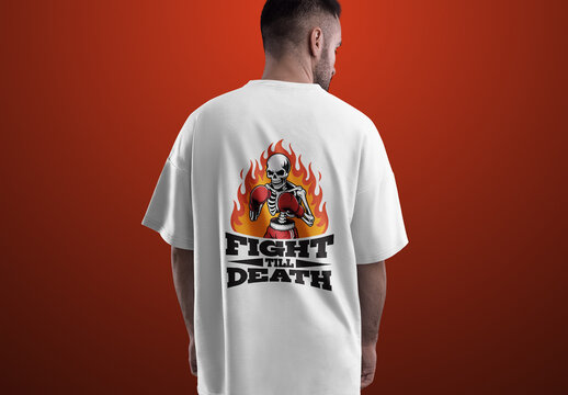 Skeleton Boxer Flame TShirt Design