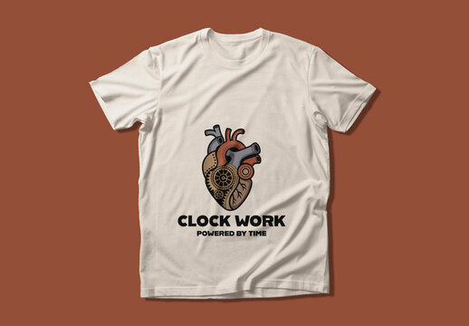 Steampunk Heart Illustration On Modern T Shirt Design