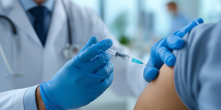 Doctor administering a vaccine injection to a patient