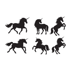 Fototapeta premium “Unicorns in Motion: A Fantastical Parade of Equine Magic Across Fields, Skies, and Dreams”