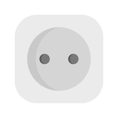 A single white power socket illustration with a clean and minimalist design. Perfect for electrical icons, home appliance visuals, technical diagrams, energy concepts, and modern vector graphics.