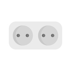 A dual-hole power socket in white, featuring a simple and clear design. Ideal for electrical illustrations, technical diagrams, home and office icons, energy visuals, and modern vector graphics.