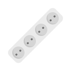 A four-hole white power socket illustration with a balanced and functional design. Perfect for home, office, or technical visuals, electrical diagrams, energy icons, and modern vector graphics.
