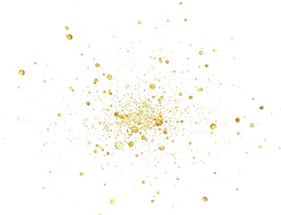 Golden glitter splash abstract sparkling particles on white background festive decoration element