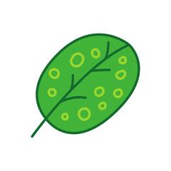 A green oval leaf decorated with small circular spots, giving it a fresh and lively botanical appearance. Perfect for nature designs, decorative patterns, eco-themed visuals