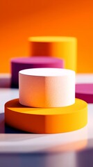 Abstract modern background featuring stacked transparent shapes in vibrant colors, creating a visually striking composition with a contemporary artistic flair