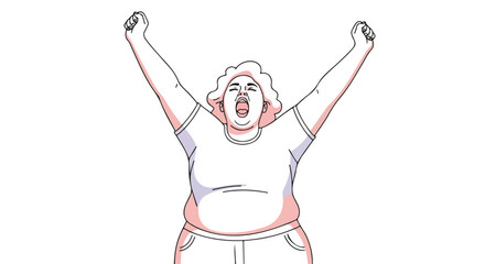 Woman Celebrating Success with Arms Raised in Victory