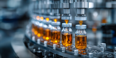 Medical ampoule production line at pharmaceutical factory