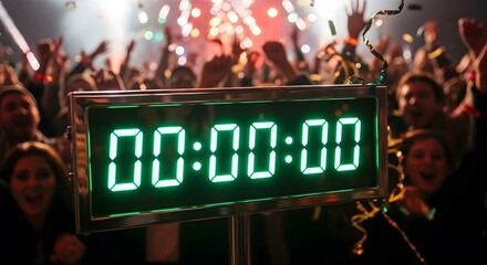 Countdown to New Year's A Festive Celebration with a Digital Clock and Fireworks Display