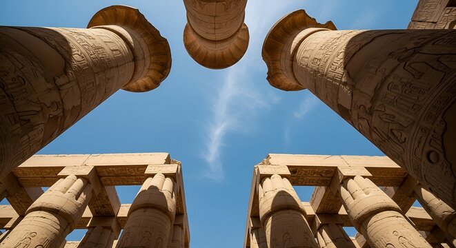 Luxor Temple Columns Against Blue Desert Sky - Powered by Adobe