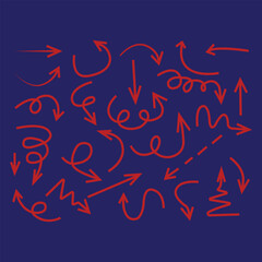 Collection of Red Arrows on Blue Background group