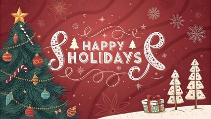 Happy holidays vector illustration red background festive design