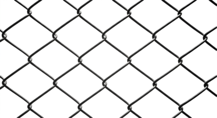 Close up of a chain link fence on black