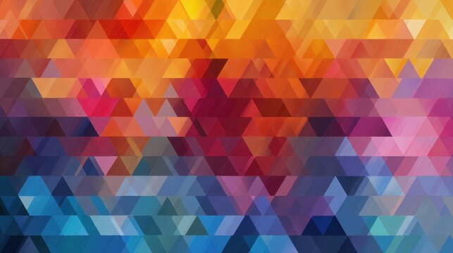 Geometric pattern of colorful triangles. Abstract background with vibrant polygon shapes for modern design or digital wallpaper.